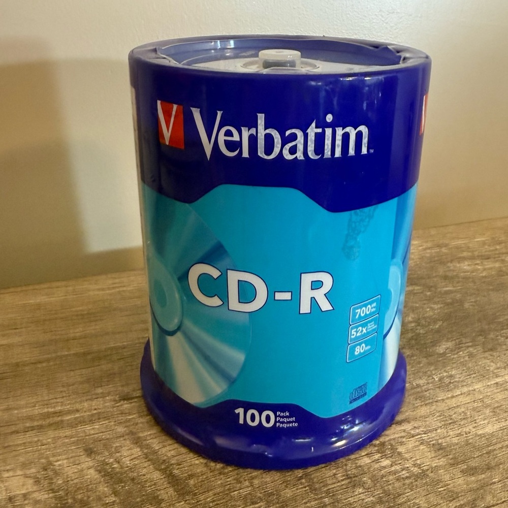 NEW Verbatim CD-R 100 Pack of Disks 80 minutes each 700 MB